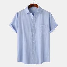 Men's Short Sleeve Button Down Shirt with Chest Pocket Light Blue