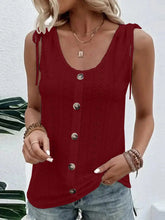 Full Size Scoop Neck Sleeveless Tank Top Wine Tanks & Camis