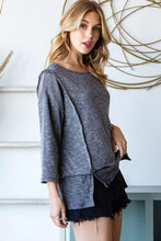 Reborn J Boat Neck Exposed Seam Slit Top Woman Blouses