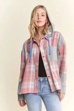ADORA Button Down Plaid Hoodie Shacket Woman Outerwear