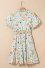 Frill Notched Puff Sleeve Dress Casual Dresses