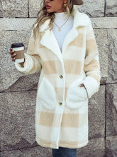 Plaid Button Down Coat with Pockets Woman Outerwear