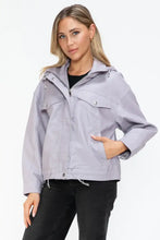 How Dare U Drawstring Hem PU Leather Zip Up Jacket Woman Outerwear