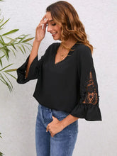 V-Neck Lace Detail Flounce Sleeve Blouse Woman Blouses