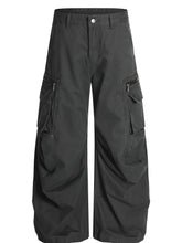Men's Cargo Curved Pants with Multi Pockets Dark Gray