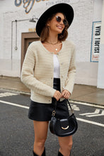 Round Neck Button Up Cardigan with Pockets Woman Outerwear
