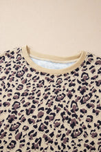 Slit Leopard Round Neck Long Sleeve Sweatshirt Woman Sweatshirts