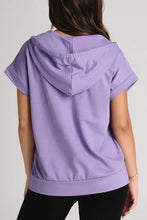 Drawstring Quarter Snap Cap Sleeve Hoodie Woman Sweatshirts