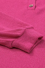 Exposed Seam Detail Henley Knit Hoodie Woman Sweatshirts