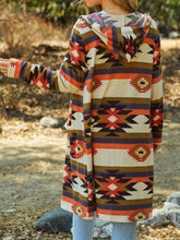 Geometric Hooded Cardigan with Pockets Woman Outerwear