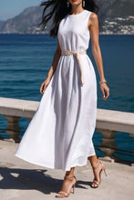 Round Neck Sleeveless Midi Dress Woman Casual Dress