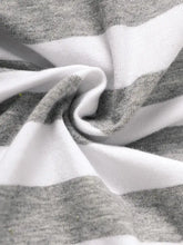 White and gray striped hooded bodysuit fabric with soft texture