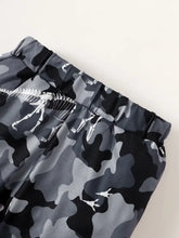 Baby boys striped hooded bodysuit and camouflage pants set