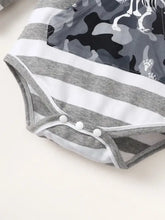 Baby Boys Striped Hooded Bodysuit with Camouflage Pants Set