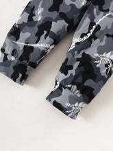 Baby boys striped hooded bodysuit with camo skeleton pants set