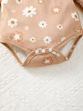 Peach floral daisy print baby girl bodysuit bloomer headband set