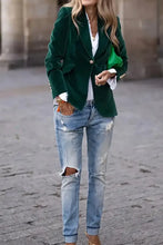 One Button Lapel Collar Long Sleeve Blazer Woman Outerwear