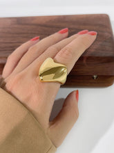 18K Gold-Plated Stainless Steel Heart Ring Gold
