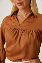 Balloon Sleeve Collared Neck Blouse Woman Blouses