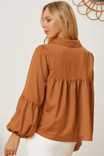 Balloon Sleeve Collared Neck Blouse Woman Blouses