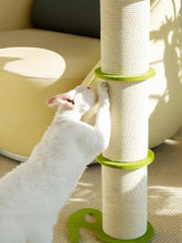 Bamboo shaped cat scratching post with white sisal and green bases