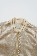 Baseball Collar Zip Up Long Sleeve Jacket Woman Outerwear