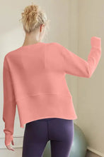 Basic Bae Air Scuba round neck long sleeve peach athletic top with thumbholes