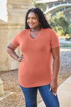 Basic Bae Bamboo Coral V-Neck T-Shirt with Jeans Size Options