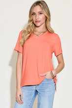 Basic Bae Bamboo Mustard Yellow V-Neck T-Shirt for Women Coral
