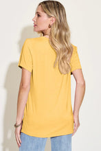 Basic Bae Bamboo Mustard Yellow V-Neck T-Shirt for Women