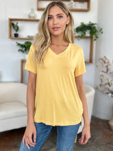 Basic Bae Bamboo Mustard Yellow V-Neck T-Shirt for Women