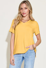 Basic Bae Bamboo Mustard Yellow V-Neck T-Shirt for Women