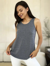 Basic bae gray heathered sleeveless tank top with full size neck curved hem and relaxed fit design