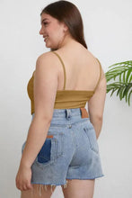 Basic bae slim cami plus mustard-yellow sleeveless crop top with thin straps and fitted silhouette