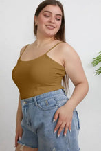 Olive green basic bae full size round neck slim cami plus size spaghetti strap camisole top for versatile wear