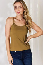 Olive green slim cami plus size tank top from basic bae with spaghetti straps and full size round neck design