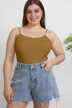 Olive green slim cami plus with spaghetti straps from basic bae full size round neck slim cami collection