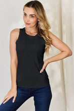 Black basic bae sleeveless slim tank with a full size round neck and smooth form-fitting fabric for regular size jeans
