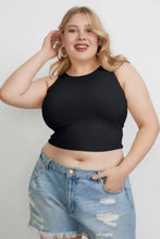 Black sleeveless crop top basic bae full size round neck slim tank with fitted stretchy fabric and round neck design