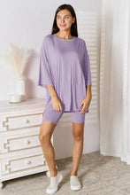 Lavender Basic Bae shorts set in full size soft rayon, loose loungewear top and shorts