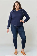 Basic Bae Long Raglan Sleeve Round Neck Top Woman Blouses