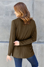 Basic Bae Olive Green Long Sleeve V-Neck Shirt for Women