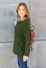 Basic Bae Olive Green Round Neck Long Sleeve Top for Women