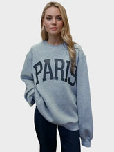 Light grey Paris round neck long sleeve air scuba sweatshirt