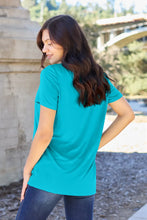 Basic Bae Teal V-Neck Short Sleeve T-Shirt for Women with Pocket