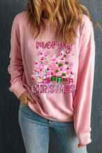 Basic Style Merry Christmas Pink Long-Sleeve Sweatshirt for Women