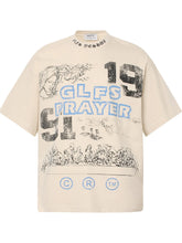 Men's Graphic Round Neck Short Sleeve T-Shirt Apricot