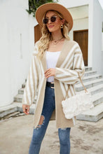 Woven Right Two-Tone Open Front Fuzzy Longline Cardigan Woman Outerwear
