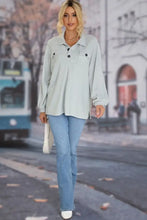 Full Size Half Button Collared Neck Long Sleeve Sweatshirt Woman Sweatshirts