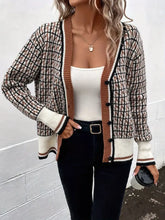 Plaid V-Neck Button Up Cardigan Woman Outerwear